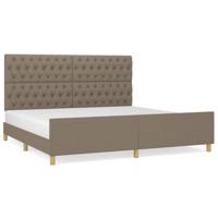 Bedframe met hoofdeinde stof taupe 200x200 cm - thumbnail