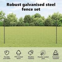 VidaXL Hek met paal grijs 1,2 x 25 m staal en pvc - thumbnail