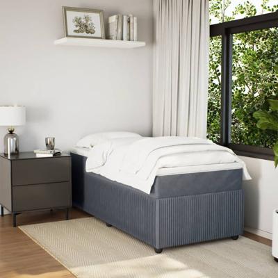 Boxspring met matras fluweel donkergrijs 90x200 cm - thumbnail