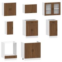 8-delige Keukenkastenset Kalmar bewerkt hout bruin eikenkleur - thumbnail