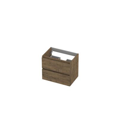 INK - Onderkast 2 Laden Greeploos met Houten Keerlijst - 600x400x520 Mm - Naturel Eiken