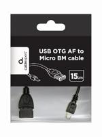Gembird USB A – Micro B, 0,15 m – USB-kabel (0,15 m, USB A, micro USB B, mannelijk/vrouwelijk, rechts, rechts, zwart) - thumbnail