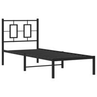 Bedframe met hoofdbord metaal zwart 80x200 cm - thumbnail