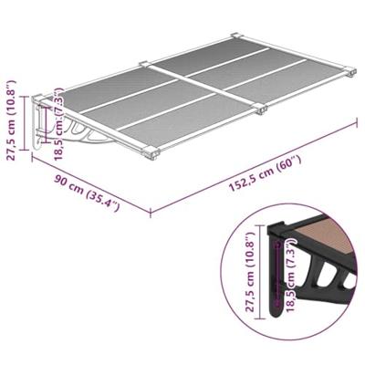 Deurluifel 152,5x90 cm polycarbonaat zwart