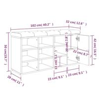Schoenenbank 102x32x50 cm bewerkt hout sonoma eikenkleurig - thumbnail