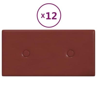 VidaXL Wandpanelen 12 st 0,54 m² 30x15 cm kunstleer wijnrood
