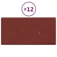 VidaXL Wandpanelen 12 st 0,54 m² 30x15 cm kunstleer wijnrood - thumbnail