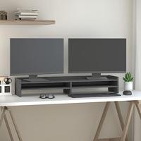 VidaXL Monitorstandaard 100x24x16 cm massief grenenhout grijs - thumbnail