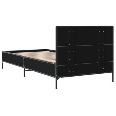 Bedframe bewerkt hout en metaal zwart 90x190 cm