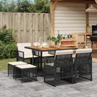 9-delige Tuinset poly rattan zwart - thumbnail