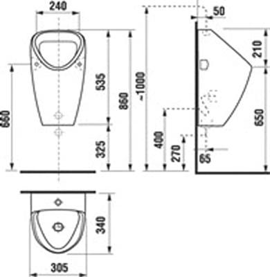 Jika Euroline urinoir met boveninlaat wit h8430610000001 Jika Euroline urinoir met boveninlaat wit h8430610000001