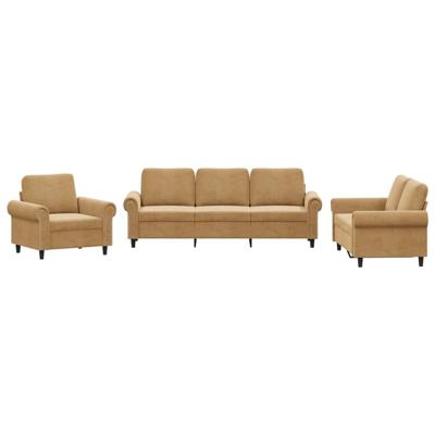 3-delige Loungeset met kussens fluweel bruin