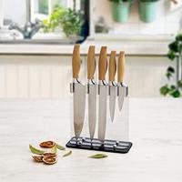 Keukenmessenset met standaard Quid Baobab (5 pcs) Bruin Metaal - thumbnail