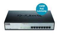 D-Link DGS-1008MP 8-Port Desktop Gigabit Switch (8 x 10/100/1000 BASE-T poorten, ondersteunt PoE+) - thumbnail