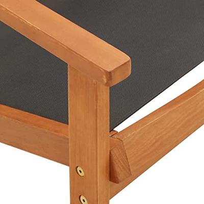 Loungestoel massief eucalyptushout en textileen zwart Loungestoel massief eucalyptushout en textileen zwart