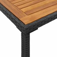 Tuintafel met acaciahouten blad 115x54x74 cm poly rattan zwart - thumbnail