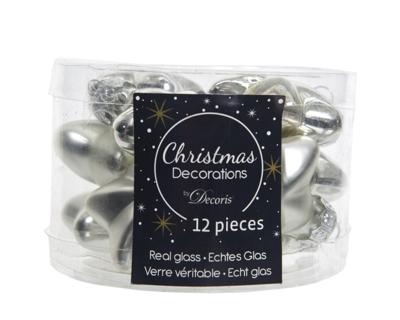 12 Glazen sterren 40 mm zilver KSD Decoris - Decoris