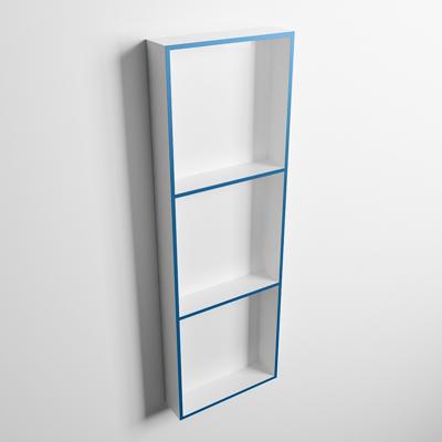 MONDIAZ EASY Nis 89,5x29,5cm in solid surface kleur Jeans | Talc. 3 vakken geschikt voor in- of opbouw