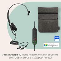 Jabra Engage 40 On Ear headset Kabel Mono Zwart Ruisonderdrukking (microfoon), Noise Cancelling Headset, Mono, Volumeregeling, Microfoon uitschakelbaar (mute) - thumbnail