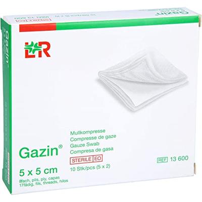 Lohmann & Rauscher Gazin Gaaskompres 5x5cm Lohmann & Rauscher Gazin Gaaskompres 5x5cm