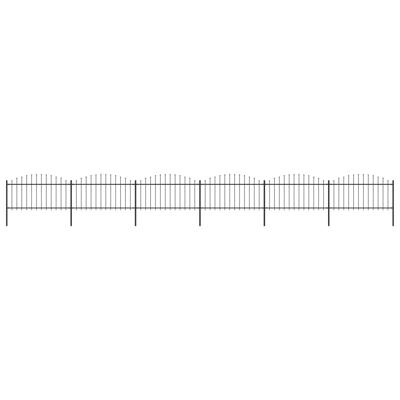 Tuinhek met speren bovenkant (1,25-1,5)x10,2 m staal zwart