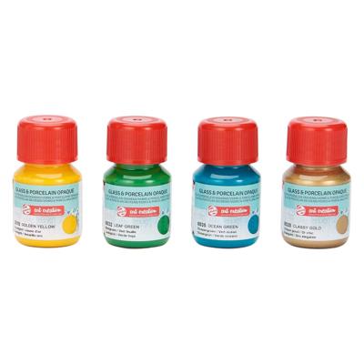 Talens art creat.glas & porselein dekkend 4x30ml groen goud