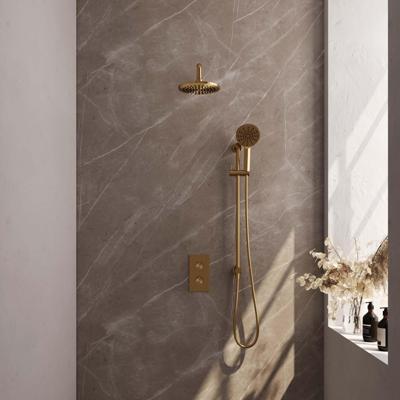 Regendoucheset Inbouw Brauer Gold Carving Thermostatisch 20 cm met 3-Weg Omstelling, Gebogen Wandarm, Glijstang en Handdouche 3-Standen Geborsteld Regendoucheset Inbouw Brauer Gold Carving Thermostatisch 20 cm met 3-Weg Omstelling, Gebogen Wandarm, Glijstang en Handdouche 3-Standen Geborsteld