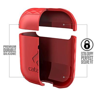 Catalyst Lanyard Case voor AirPods 1 en 2 - Siliconen hoes voor AirPods-case, inclusief koord, hoogglanzende oppervlakteafwerking met extra grip, compatibel met draadloos opladen - Rood
