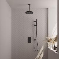BRAUER Stripe Thermostatische Inbouw Regendouche - 3-weg - rechthoekig - SET 21 - 25cm douchekop - plafondarm - staaf handdouche - doucheslang - geïntegreerde glijstang - mat zwart 5-S-405 - thumbnail