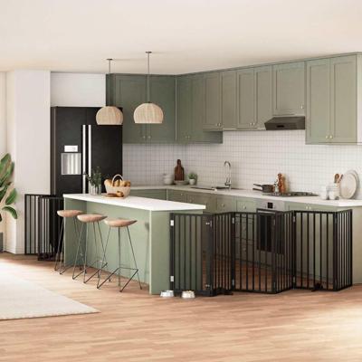 Hondenhek inklapbaar 15 panelen 750 cm populierenhout zwart