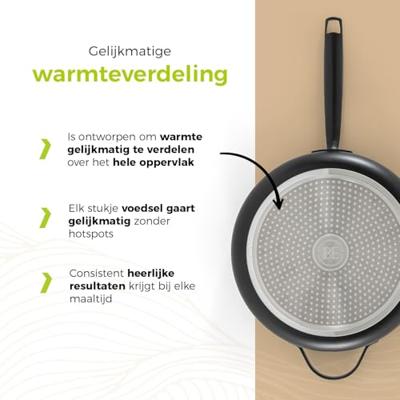 BE Living Hapjespan met deksel ø 28 cm - keramische anti-aanbaklaag - PFAS-vrij - geschikt voor alle warmtebronnen - zwart