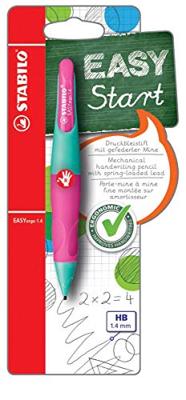 Vulpotlood STABILO Easyergo HB 1.4mm rechtshandig turquoise/neon roze blister à 1 stuk
