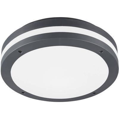 LED Plafondlamp - Trion Keraly - Opbouw Rond - Bewegingssensor - Waterdicht - 12W - Mat Antraciet - Kunststof