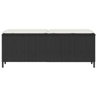 Tuinbank met kussen 110x30x40,5 cm poly rattan zwart - thumbnail