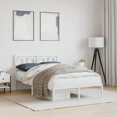 Bedframe met hoofdbord metaal wit 120x200 cm Bedframe met hoofdbord metaal wit 120x200 cm