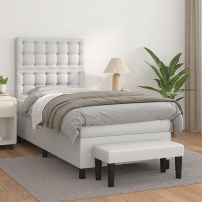 Boxspring met matras kunstleer wit 100x200 cm
