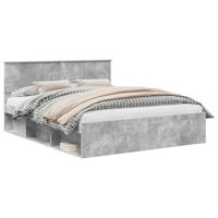 Bedframe met hoofdeinde Beton 160 x 200 cm Massief grenenhout - thumbnail