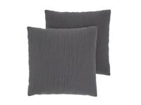 LIVARNO Set van 2 mousseline kussenslopen 50 x 60 cm (Grijs) - thumbnail