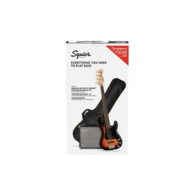 Squier Affinity Series Precision Bass PJ Pack IL 3-Color Sunburst starterset elektrische basgitaar
