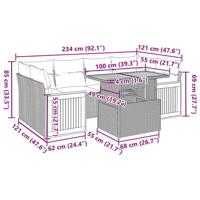 7-delige Loungeset met kussens poly rattan acacia beige - thumbnail
