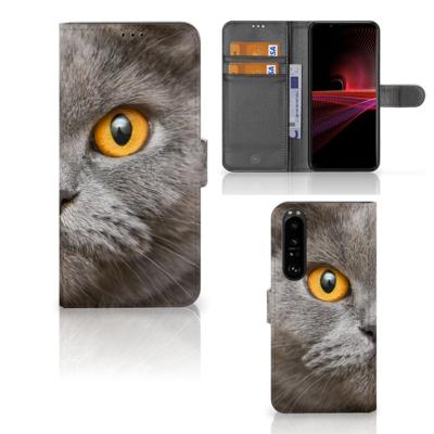 Telefoonhoesje | Met pasjeshouder | Sony Xperia 1 III Britse Korthaar Telefoonhoesje | Met pasjeshouder | Sony Xperia 1 III Britse Korthaar