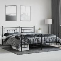 Bedframe met hoofd- en voeteneinde metaal zwart 193x203 cm - thumbnail