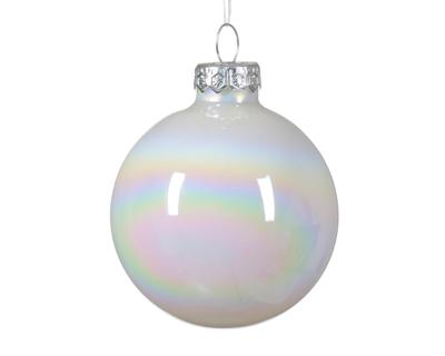 Kerstbal glas d6 cm wit/iris 6st kerst Decoris - Decoris