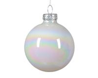 Kerstbal glas d6 cm wit/iris 6st kerst Decoris - Decoris - thumbnail