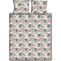 Ten Cate Katoenen Tweepersoons Dekbedovertrek Flower Vibes 200x200/220 cm Groen/Roze - thumbnail
