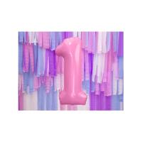 Folieballon cijfer 1 roze 86cm - thumbnail