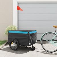 VidaXL Fietstrailer 45 kg ijzer zwart en blauw - thumbnail