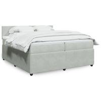 Boxspring met matras fluweel lichtgrijs 200x200 cm - thumbnail