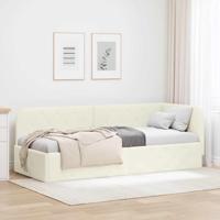 Hoekbedframe met hoofdeinde Crme 80 x 200 cm Fluweel - thumbnail