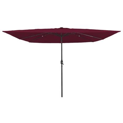 Parasol vierkant met LED-verlichting 295x245 cm bordeauxrood